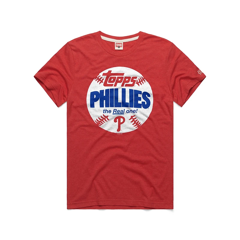 Men's Homage Red Philadelphia Phillies MLB x Topps Baseball The Real One Tri-Blend T-Shirt