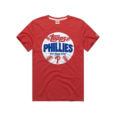 Men's Homage  Red Philadelphia Phillies MLB x Topps Baseball The Real One Tri-Blend T-Shirt