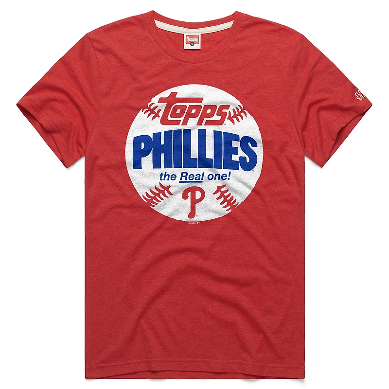 Men's Homage Red Philadelphia Phillies MLB x Topps Baseball The Real One Tri-Blend T-Shirt