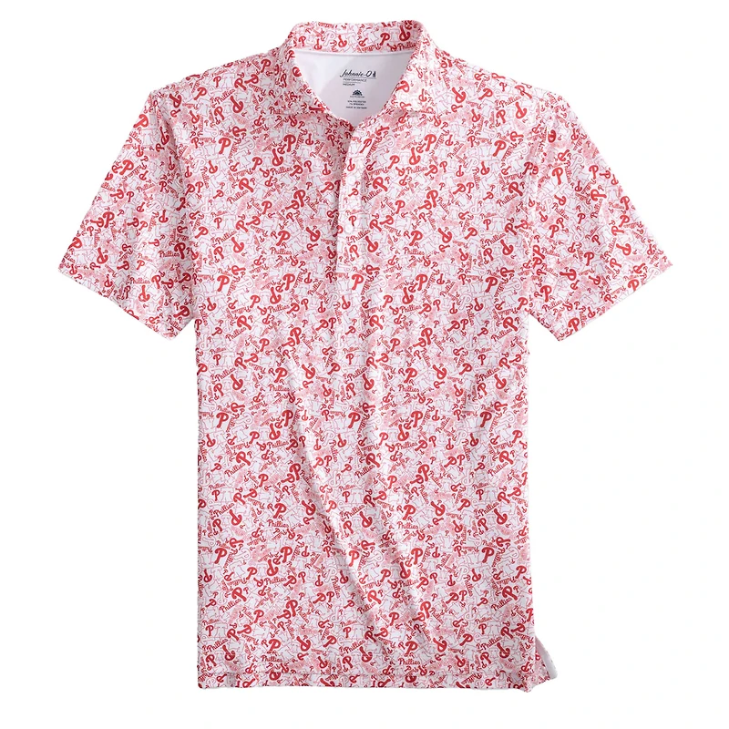 Men's  johnnie-O White Philadelphia Phillies All Over Print Performance Polo