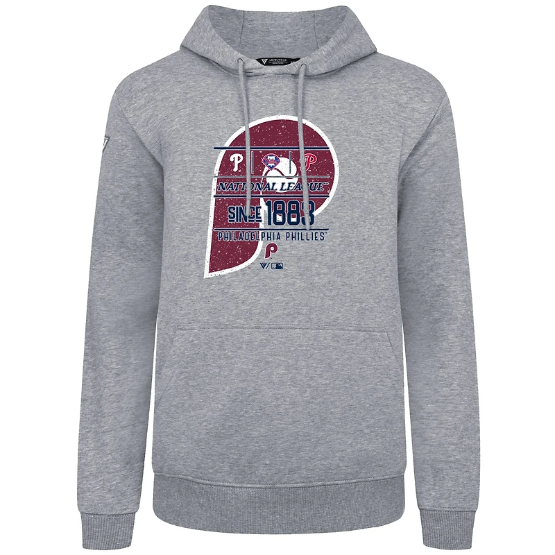 Sweat à capuche gris effet vieilli Podium Acumen pour homme de la collection Cooperstown des Philadelphia Phillies Levelwear