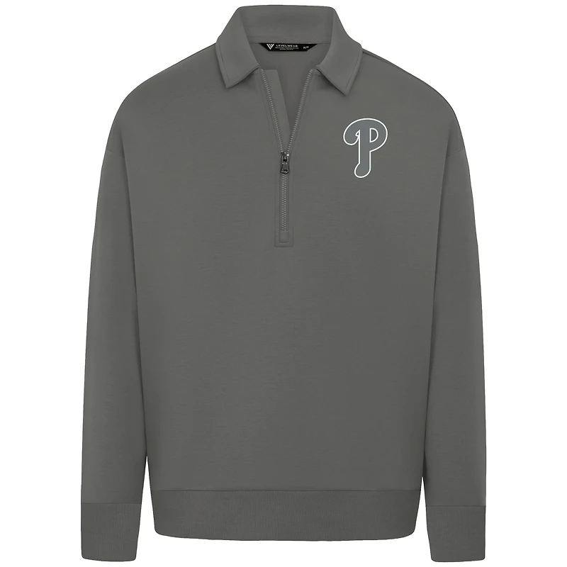 Pull à fermeture éclair quart de tour luxe gris Philadelphia Phillies pour homme Levelwear