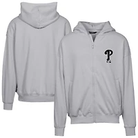 Sweat à capuche entièrement zippé surdimensionné motif camouflage numérique Uphill pour homme, gris, Philadelphia Phillies