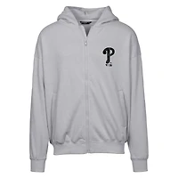Sweat à capuche entièrement zippé surdimensionné motif camouflage numérique Uphill pour homme, gris, Philadelphia Phillies