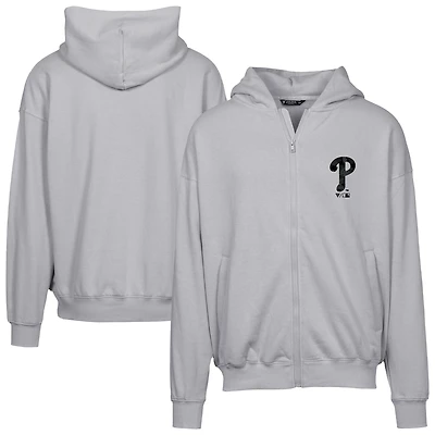 Sweat à capuche entièrement zippé surdimensionné motif camouflage numérique Uphill pour homme, gris, Philadelphia Phillies