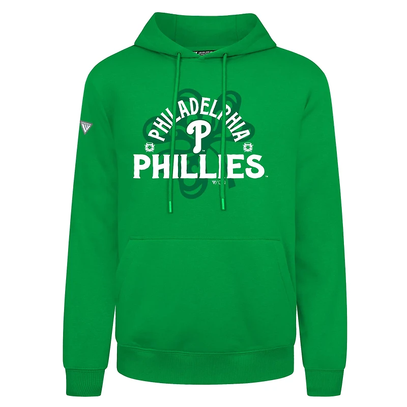 Men's Levelwear Philadelphia Phillies St. Patrick's Day Podium Shamrock Pullover Hoodie