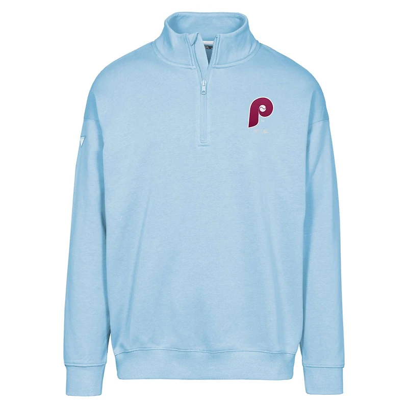 Sweat-shirt à glissière quart de tour Murray bleu clair pour homme la collection Cooperstown des Philadelphia Phillies Levelwear