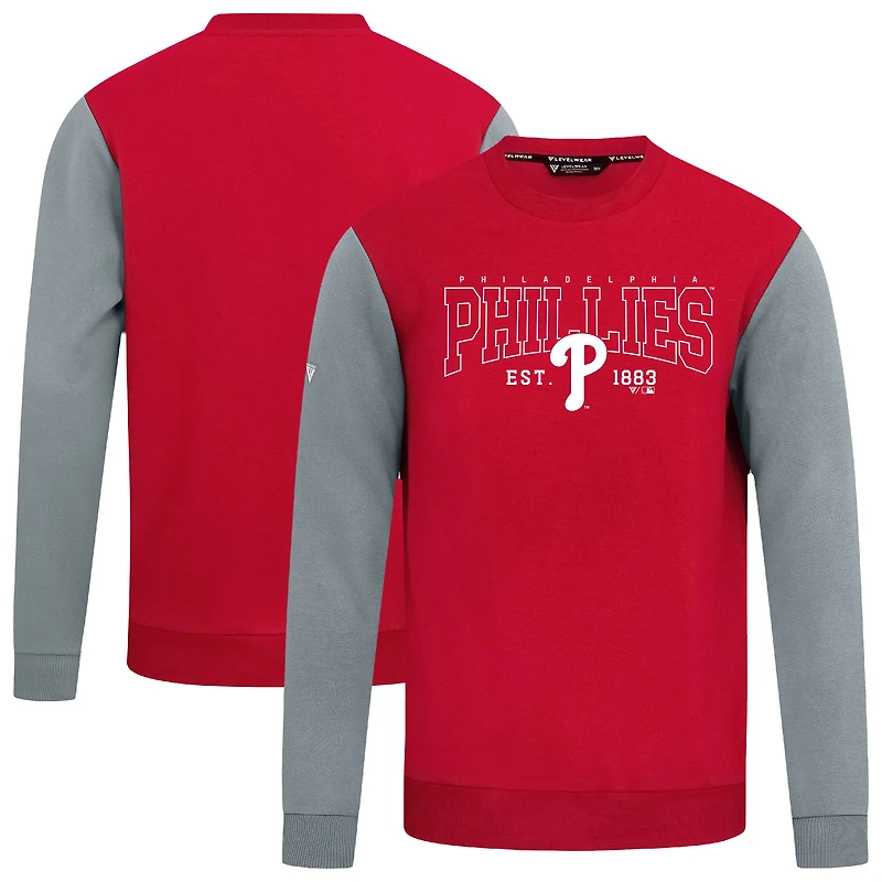 Men's Levelwear Red Philadelphia Phillies Accolade Ultimate Textbook Pullover Sweatshirt