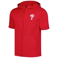 Sweat à capuche rouge manches courtes et entièrement zippé Levelwear pour hommes des Phillies de Philadelphie