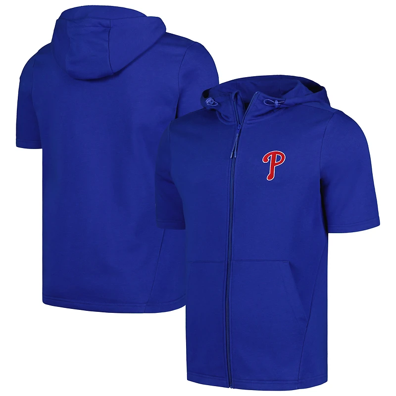 Levelwear Royal Philadelphia Phillies Recruit Sweat à capuche entièrement zippé manches courtes pour hommes