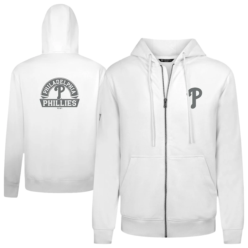 Men's Levelwear White Philadelphia Phillies Podium Banner Arch Full-Zip Hoodie