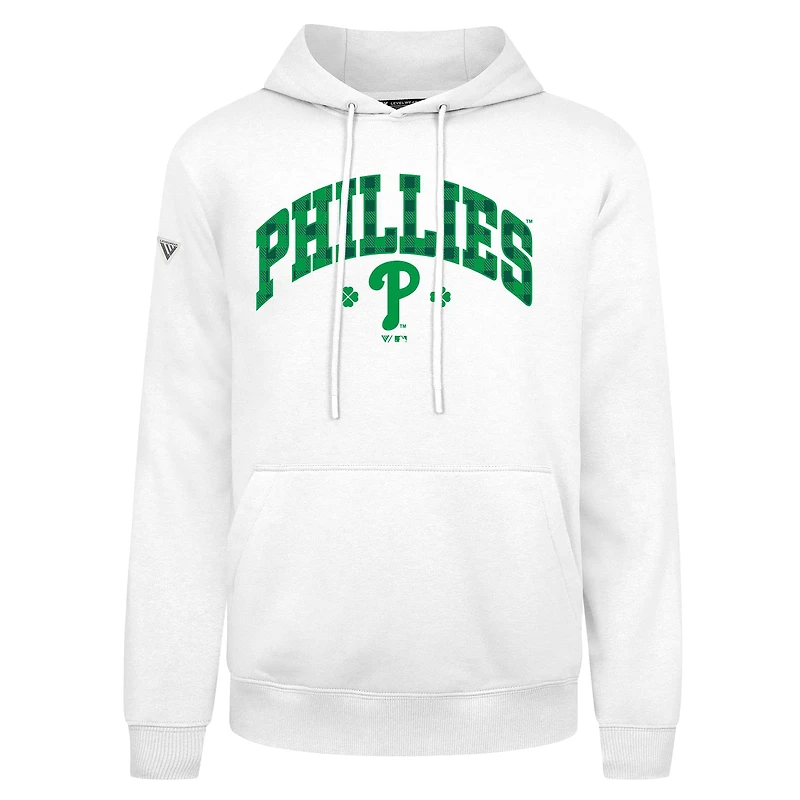 Sweat à capuche carreaux Podium de la Saint-Patrick des Philadelphia Phillies pour homme Levelwear blanc