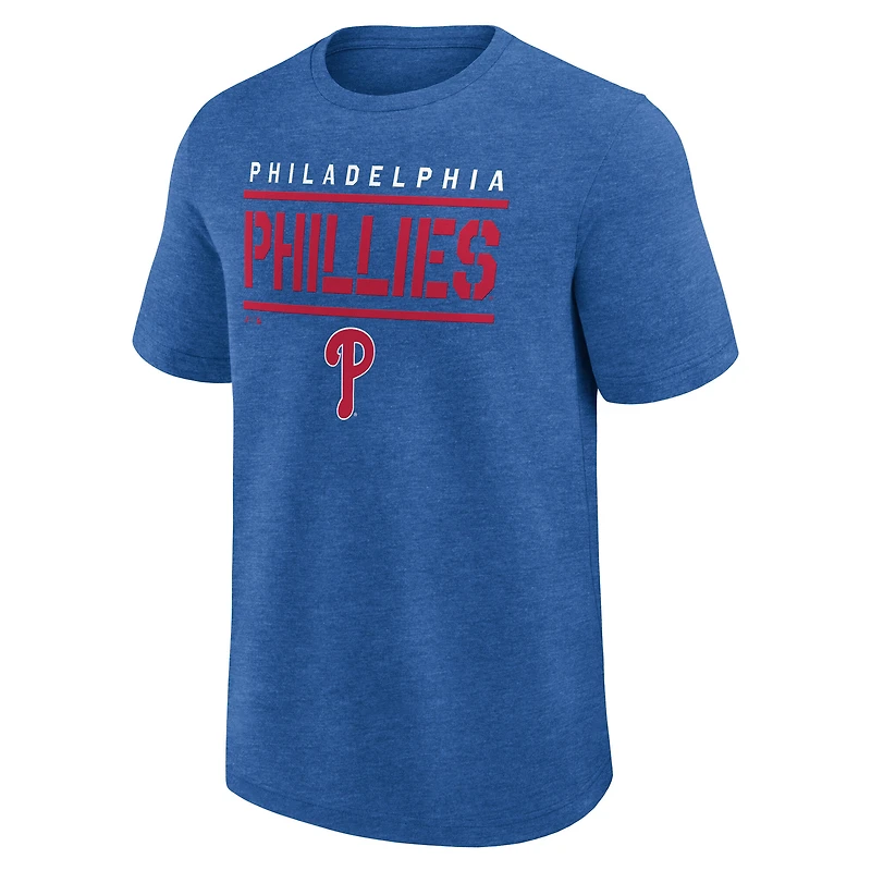 T-shirt Athletic Heather Royal pour homme, logo de qualité supérieure des Philadelphia Phillies