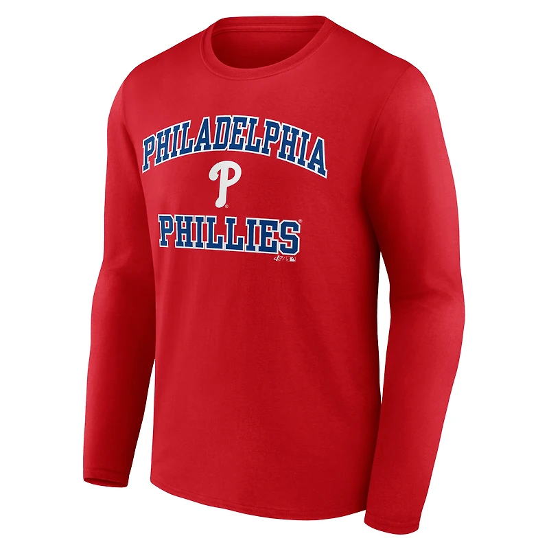 Men's Logo Athletic Red Philadelphia Phillies Heart & Soul Long Sleeve T-Shirt
