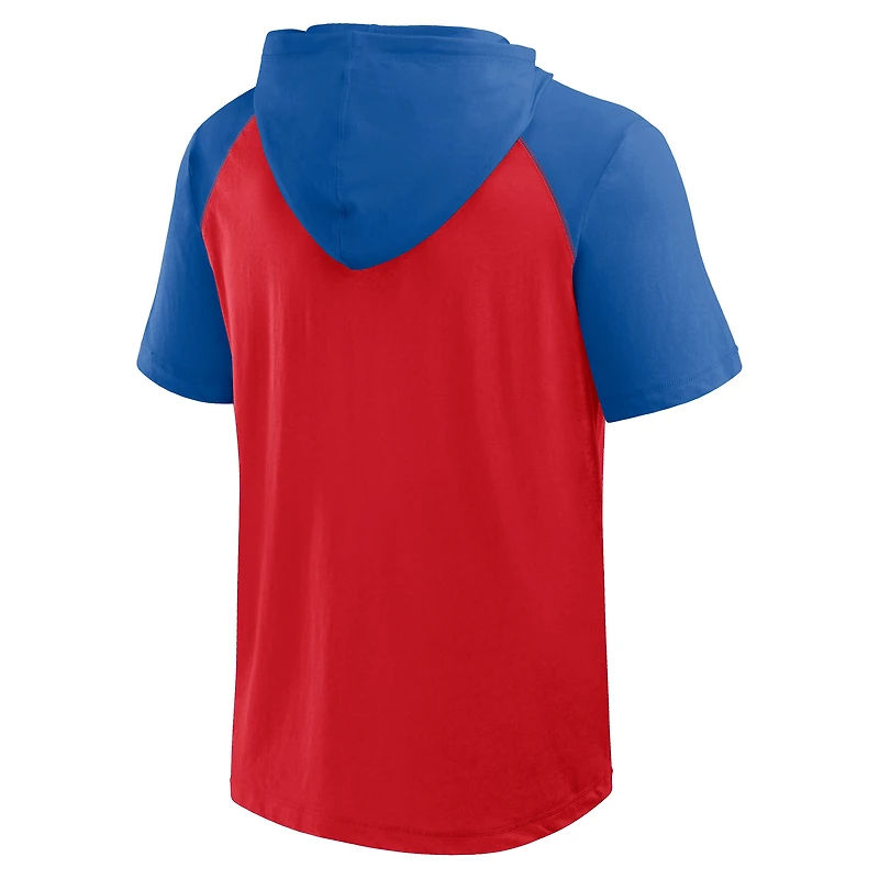 T-shirt à capuche manches courtes et logo rouge athlétique des Philadelphia Phillies Prime Raglan pour homme