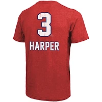 T-shirt Majestic Threads Bryce Harper rouge pour homme avec nom et numéro des Philadelphia Phillies
