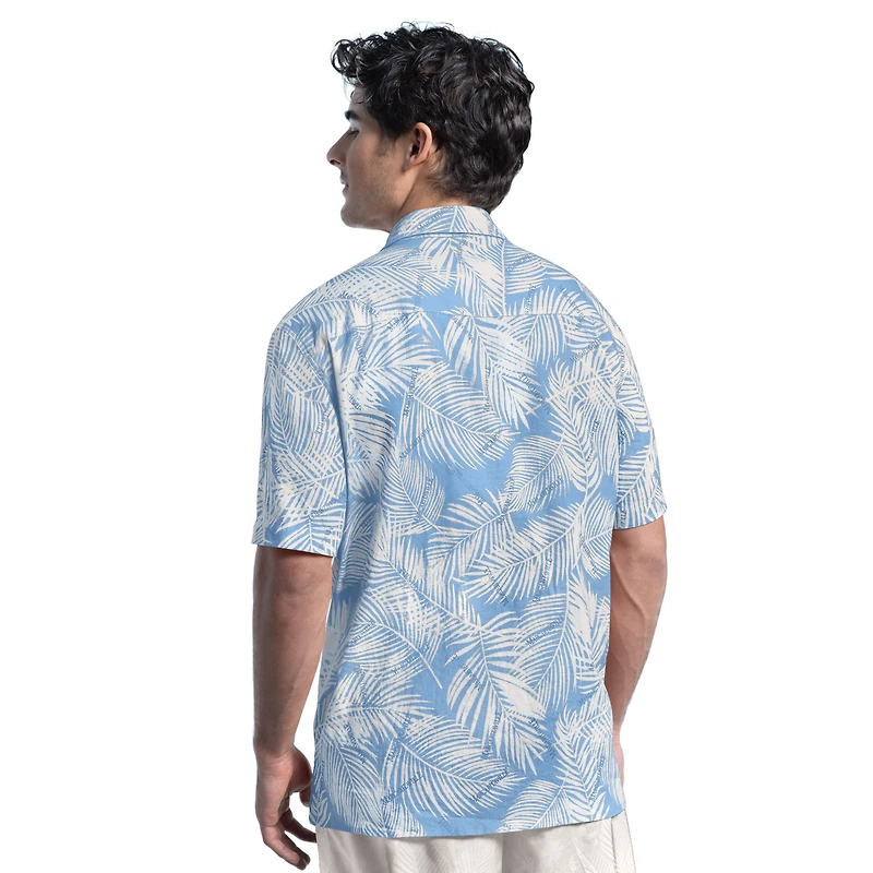 Chemise boutonnée en lin bleu Margaritaville pour homme, motif Philadelphia Phillies