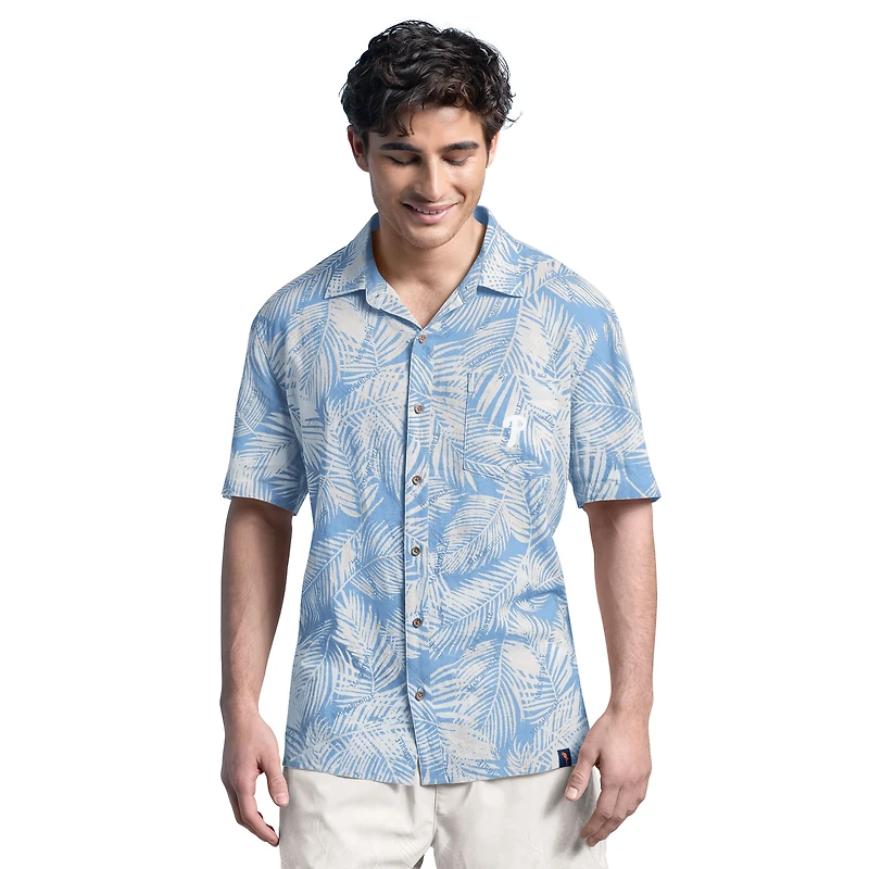 Chemise boutonnée en lin bleu Margaritaville pour homme, motif Philadelphia Phillies