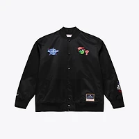 Veste Mitchell & Ness noire pour homme, modèle Phanatic en satin, édition spéciale Philadelphia Phillies, match des étoiles de la MLB 2026.