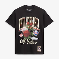 Men's Mitchell & Ness  Black Philadelphia Phillies Cooperstown Floral T-Shirt