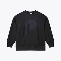 Men's Mitchell & Ness  Black Philadelphia Phillies Phantom Fleece Crewneck Sweatshirt