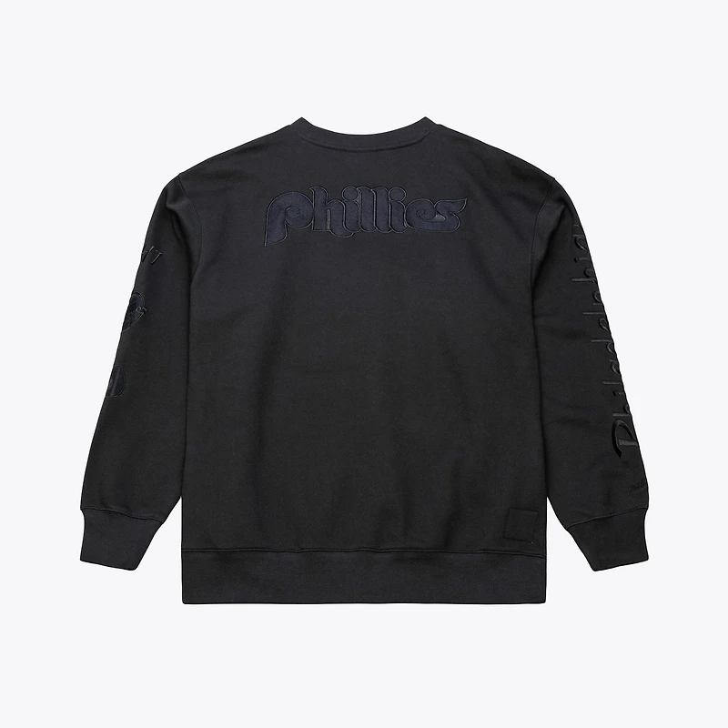Sweat-shirt à col rond en polaire Phantom noir des Phillies de Philadelphie Mitchell & Ness pour homme