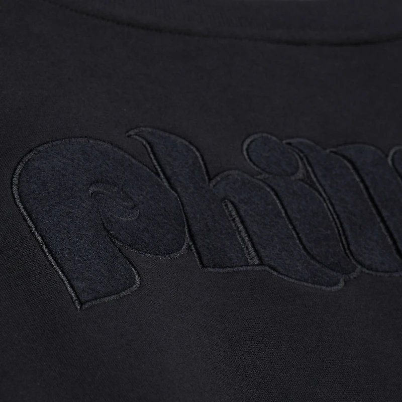 Men's Mitchell & Ness Black Philadelphia Phillies Phantom Fleece Crewneck Sweatshirt