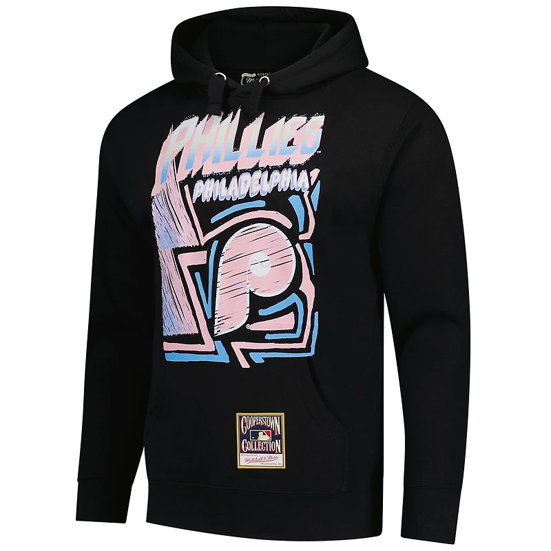 Sweat à capuche noir pour homme Mitchell & Ness Philadelphia Phillies Sidewalk Sketch