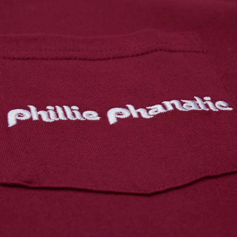 Men's Mitchell & Ness  Burgundy Philadelphia Phillies Double Hit Mascot Pocket T-Shirt