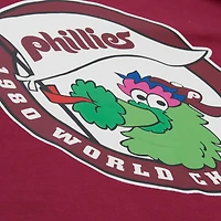 Men's Mitchell & Ness  Burgundy Philadelphia Phillies Double Hit Mascot Pocket T-Shirt