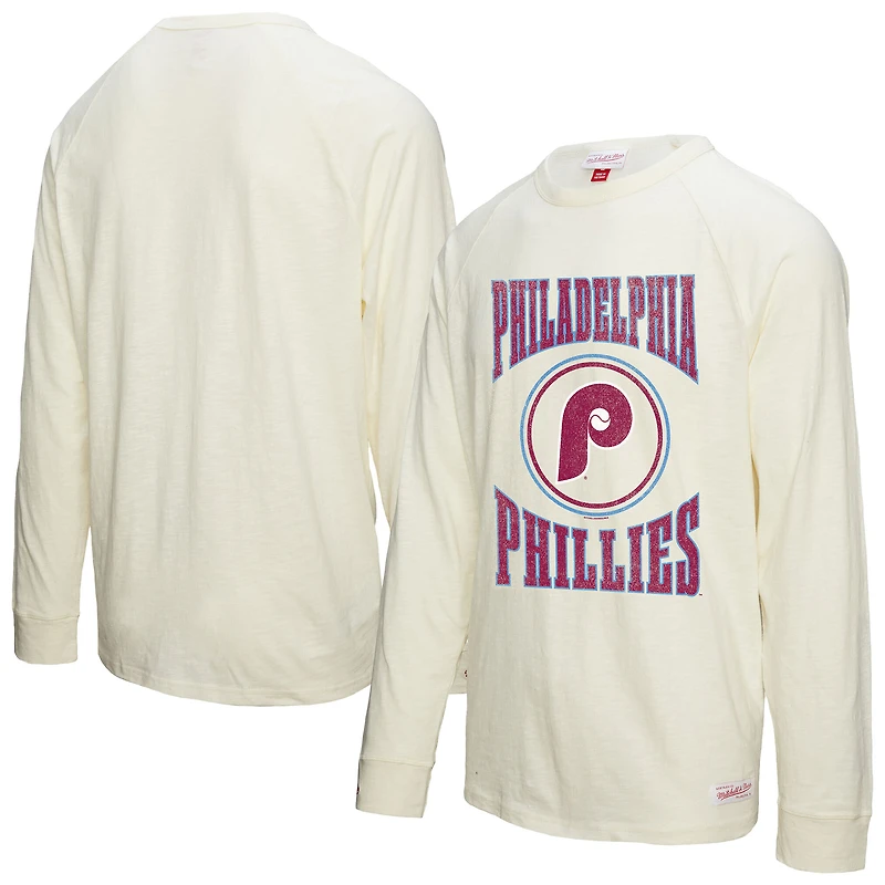 T-shirt à manches longues flammé avec logo arqué Philadelphia Phillies de Mitchell & Ness pour homme