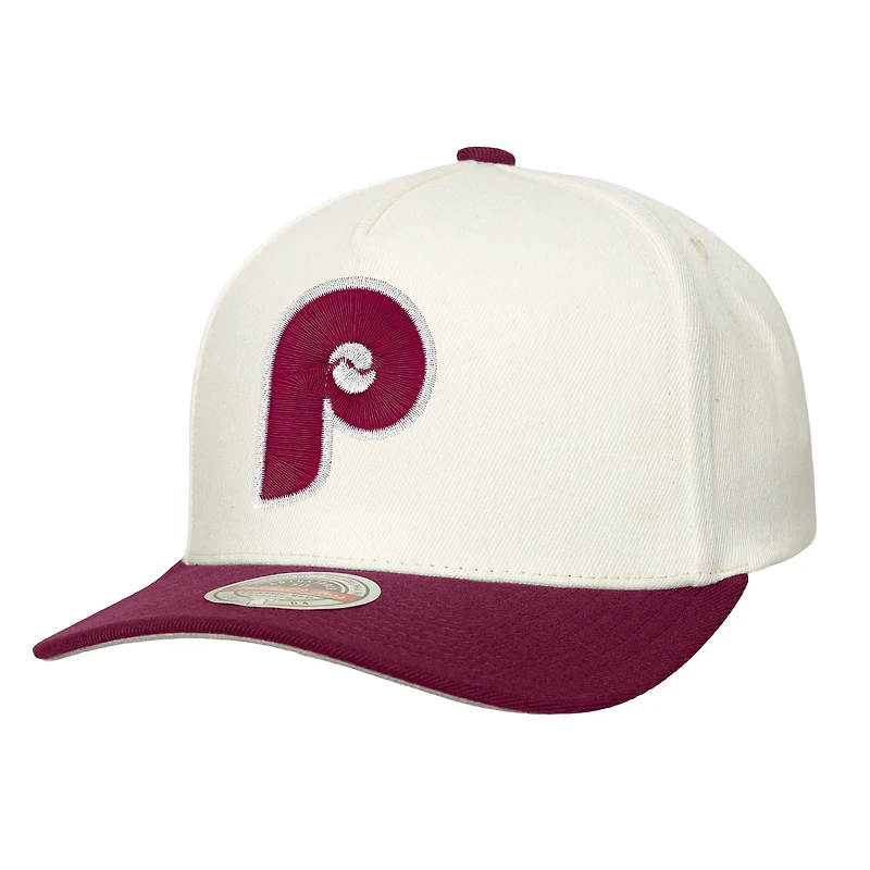 Casquette Mitchell & Ness crème pour homme, motif Philadelphia Phillies, extensible et snapback