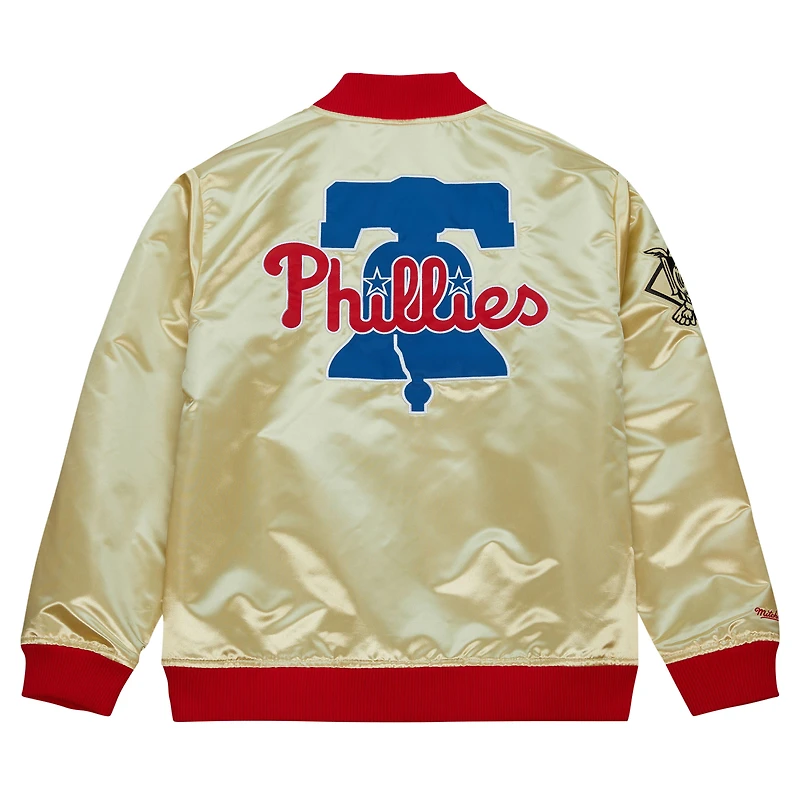 Veste légère en satin entièrement zippée Mitchell & Ness Gold Philadelphia Phillies OG 2.0 pour hommes
