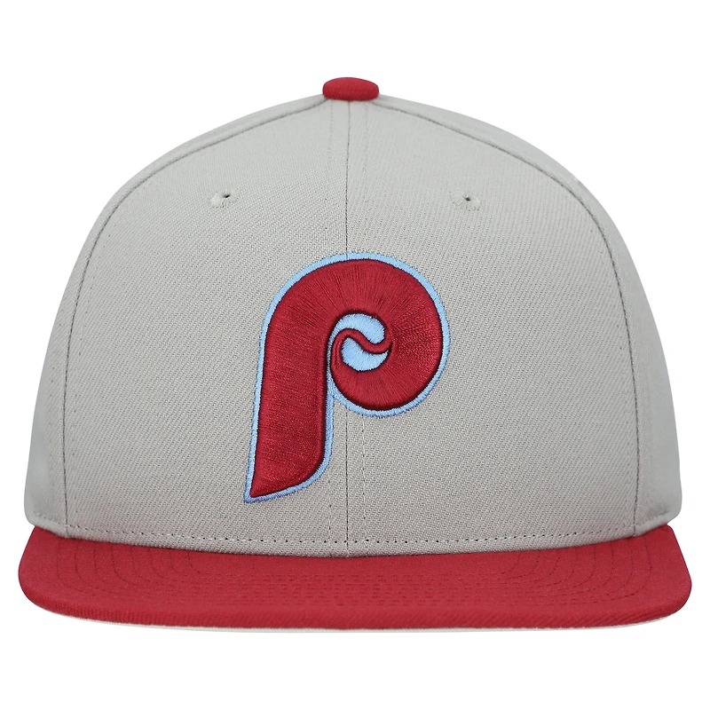 Casquette snapback basique Mitchell & Ness grise pour homme, collection Cooperstown, Philadelphia Phillies