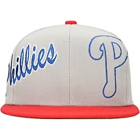 Men's Mitchell & Ness Gray Philadelphia Phillies Knock Out Panel Snapback Hat