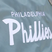 Men's Mitchell & Ness  Gray Philadelphia Phillies Thunderstorm Head Coach Lightweight Satin Full-Snap Jacket