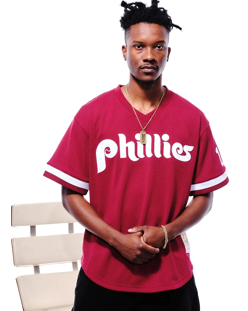 Men's Mitchell & Ness John Kruk Burgundy Philadelphia Phillies Big Tall Cooperstown Collection Mesh Batting Practice Jersey