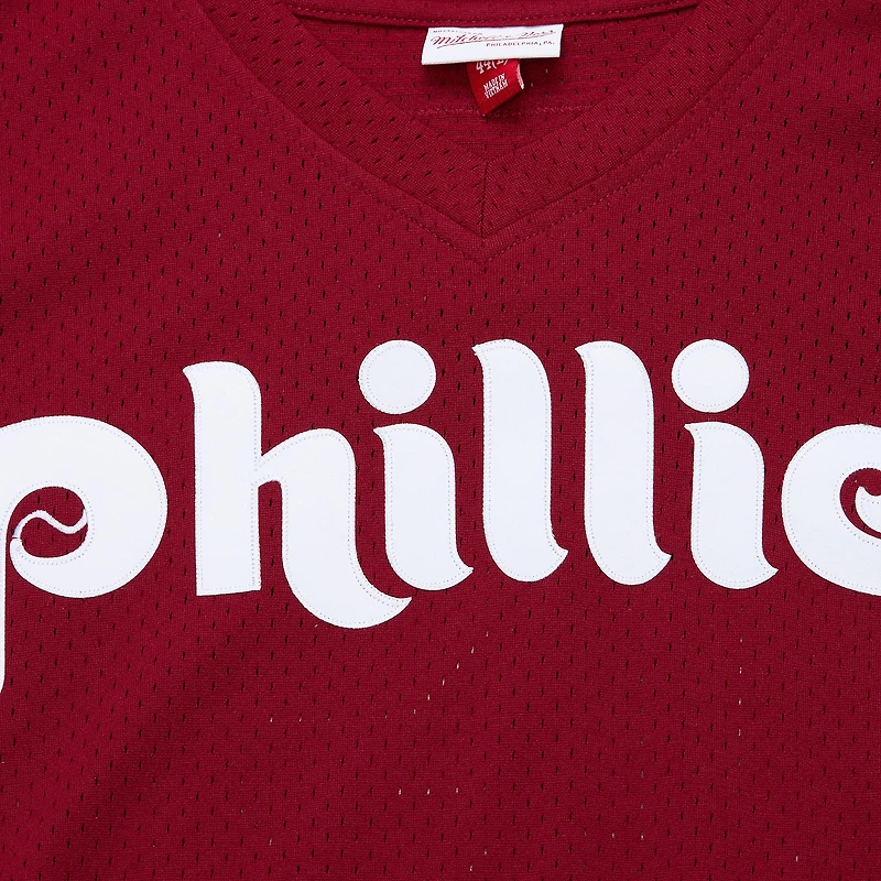 Men's Mitchell & Ness John Kruk Burgundy Philadelphia Phillies Big Tall Cooperstown Collection Mesh Batting Practice Jersey