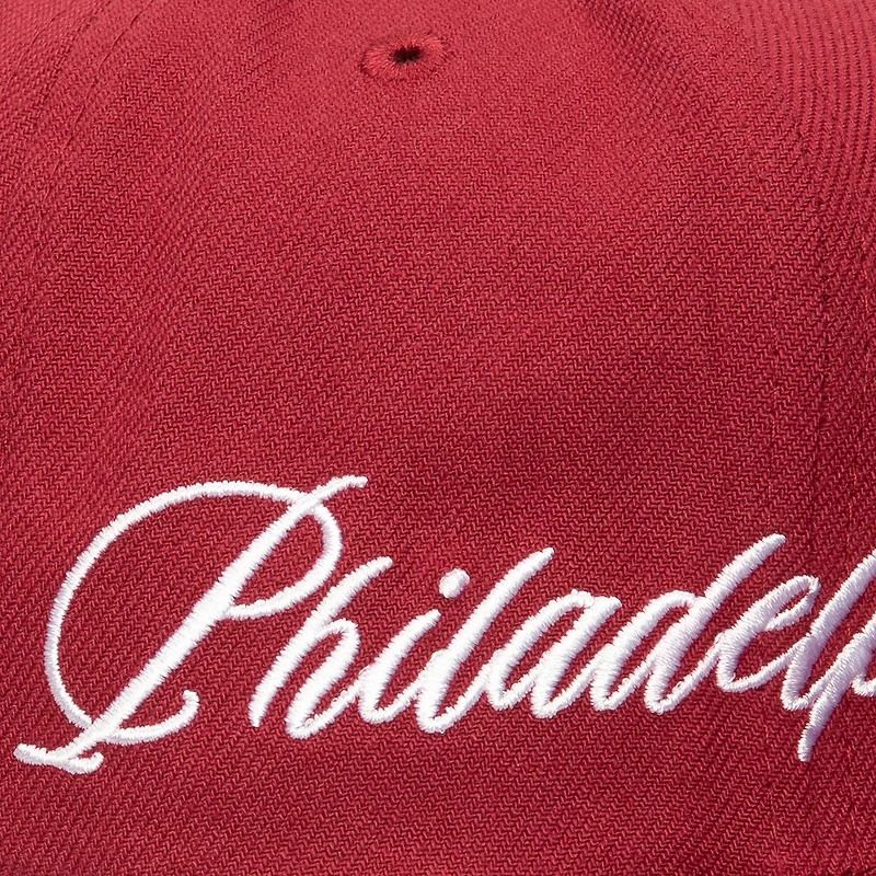 Casquette snapback Just Don x MLB Lux Script pour homme Mitchell & Ness Bordeaux Philadelphia Phillies