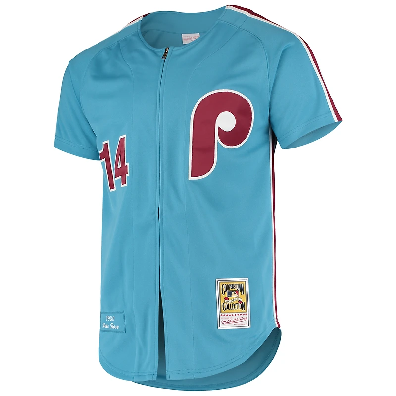 Maillot authentique de la collection Cooperstown des Phillies Philadelphie Mitchell & Ness Pete Rose bleu clair pour hommes