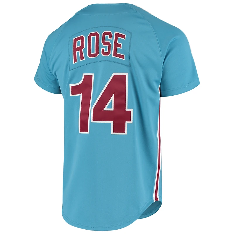 Maillot authentique de la collection Cooperstown des Phillies Philadelphie Mitchell & Ness Pete Rose bleu clair pour hommes
