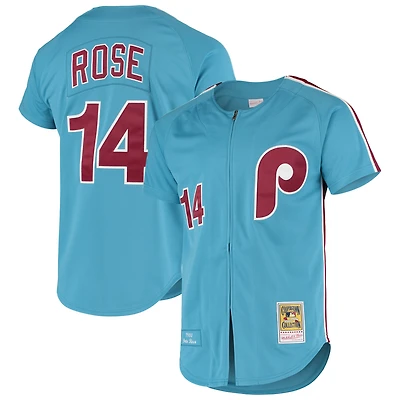 Maillot authentique de la collection Cooperstown des Phillies Philadelphie Mitchell & Ness Pete Rose bleu clair pour hommes