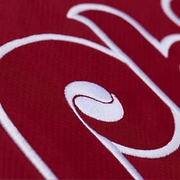 Veste d'entraîneur Mitchell & Ness rouge Philadelphia Phillies pour homme, à capuche et boutons-pression.