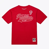 Men's Mitchell & Ness  Red Philadelphia Phillies Script Sweep Arch T-Shirt