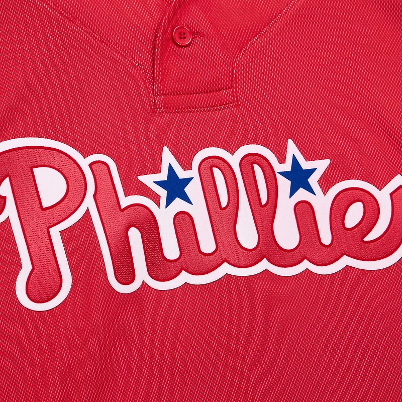 Maillot d'entraînement au bâton Mitchell & Ness Roy Halladay rouge Philadelphia Phillies Cooperstown Collection 2010 pour hommes