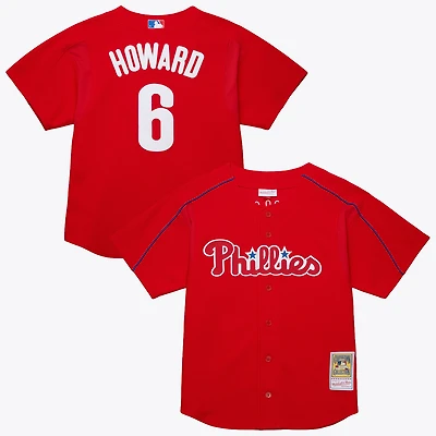 Men's Mitchell & Ness Ryan Howard Red Philadelphia Phillies Big Tall Cooperstown Mesh Batting Practice Jersey