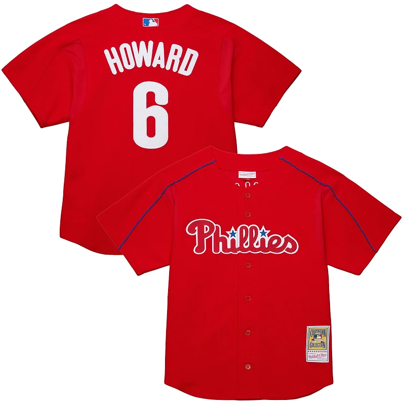 Maillot d'entraînement au bâton rouge pour homme Mitchell & Ness Ryan Howard des Phillies de Philadelphie, collection Cooperstown