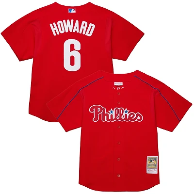 Maillot d'entraînement au bâton rouge pour homme Mitchell & Ness Ryan Howard des Phillies de Philadelphie, collection Cooperstown