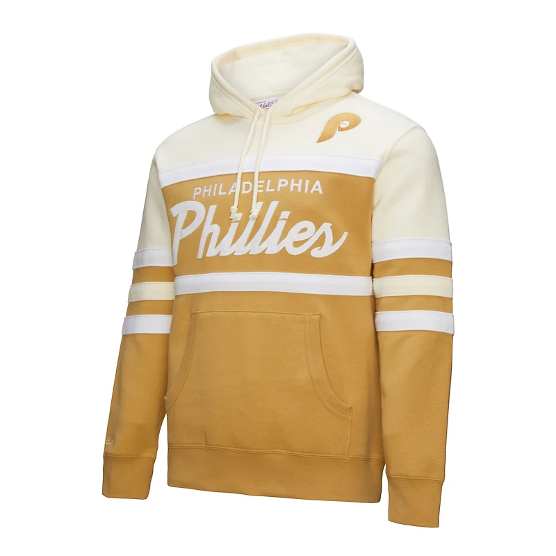 Sweat à capuche Mitchell & Ness beige/crème pour homme, modèle entraîneur-chef des Phillies de Philadelphie