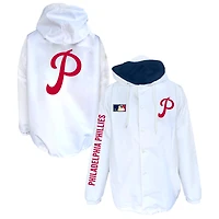 Veste à capuche Mitchell & Ness blanche pour homme, Philadelphia Phillies, grandes tailles, boutons-pression.